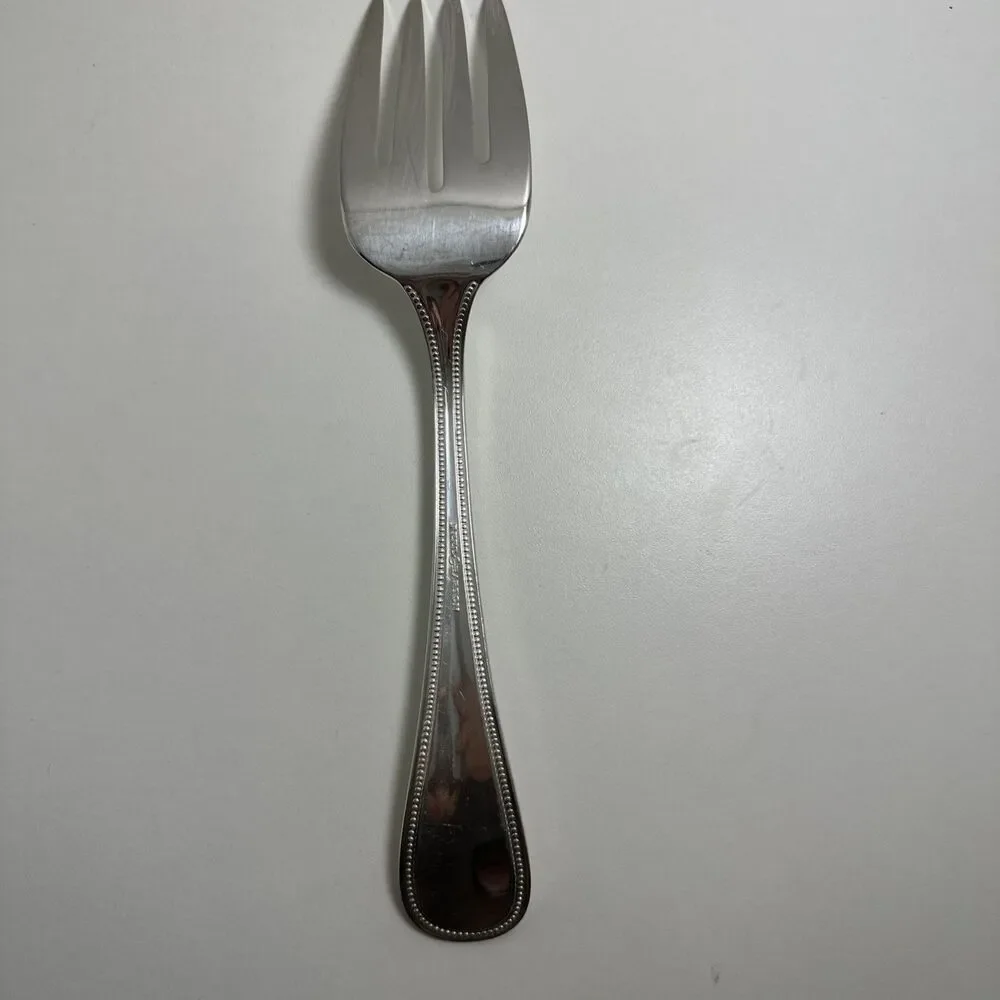 Reed & Barton Beaded English Gentry Silverplate Cold Meat Serving Fork 8-1/2
